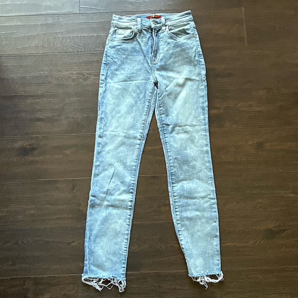 7 For All Mankind Light Blue Distressed Jeans Size 24
